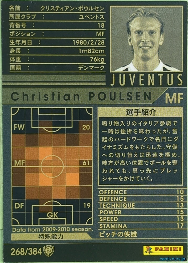 Panini WCCF Football WCCF/2009-2010-268/384 N Christian Poulsen Trading Card EX