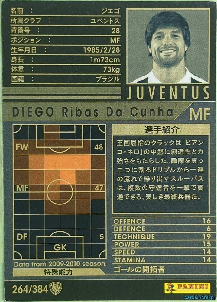 Panini WCCF Football WCCF/2009-2010-264/384 N Diego Ribas Da Cunha Trading Card EX
