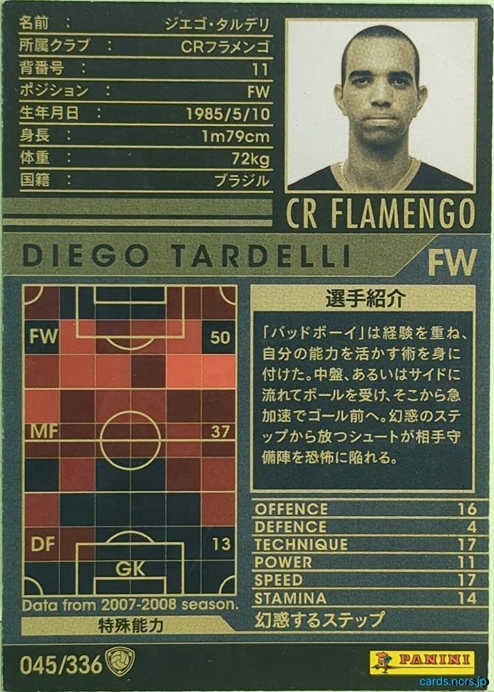 Panini WCCF Football WCCF/2007-2008-045/336 N DIEGO TARDELLI Trading Card EX