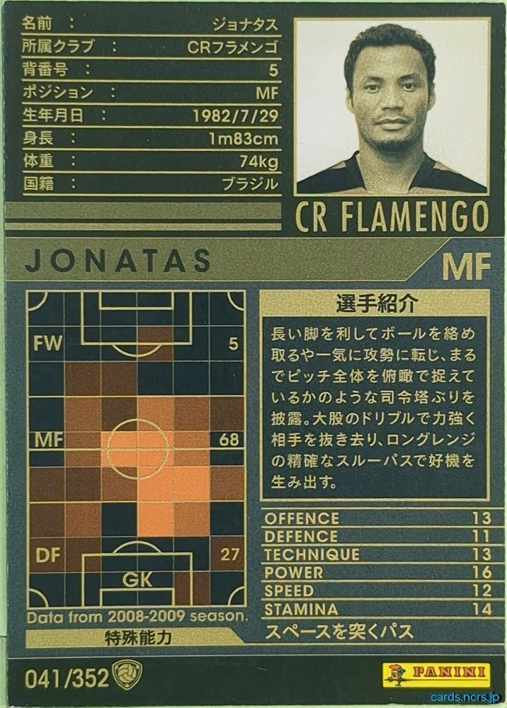 Panini WCCF Football WCCF/2008-2009-041/352 N Jonatas Trading Card EX