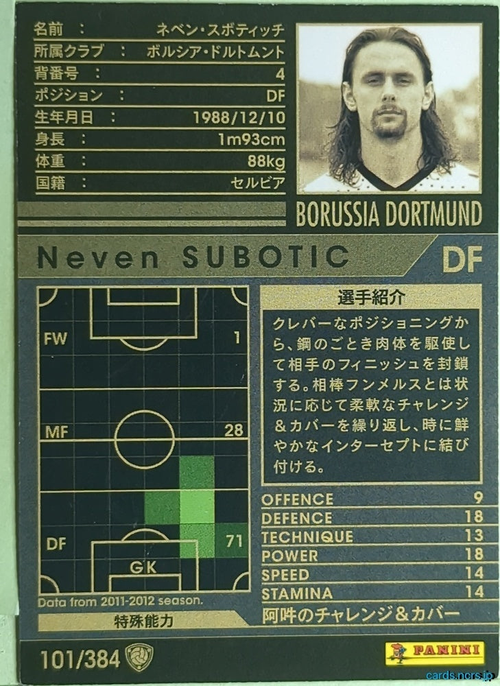 Panini WCCF Football WCCF/2011-2012-101/384 N Neven SUBOTIC Trading Card EX
