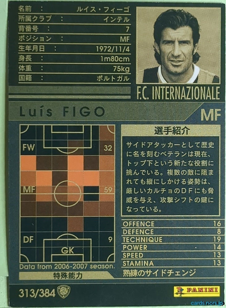 Panini WCCF Football WCCF/2006-2007-313/384 N Luís Figo Trading Card EX