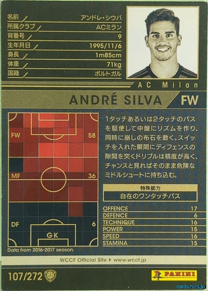 Panini WCCF Football WCCF/2017-2018-107/272 N André Silva Trading Card EX