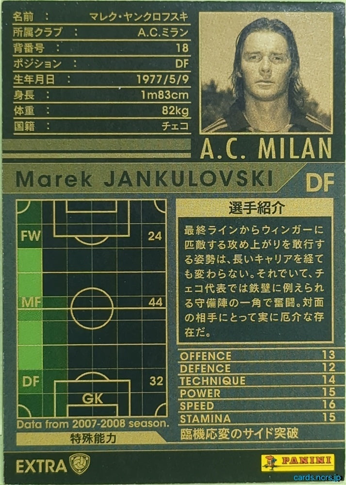 Panini WCCF Football WCCF/2007-2008-18 N Marek Jankulovski Trading Card EX