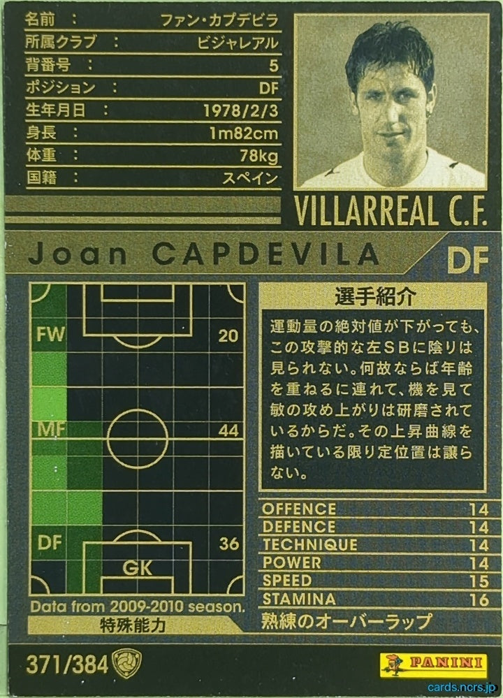 Panini WCCF Football WCCF/2009-2010-371/384 N Joan CAPDEVILA Trading Card EX