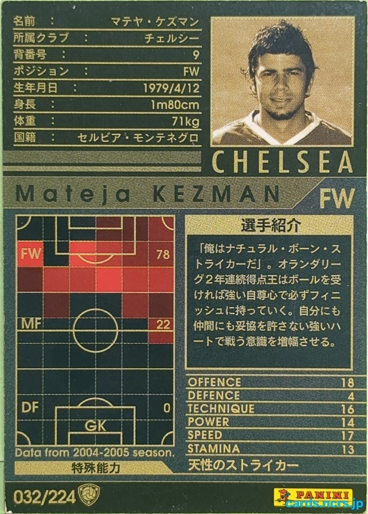 Panini WCCF Football WCCF/2004-2005-032/224 N Mateja Kezman Trading Card EX