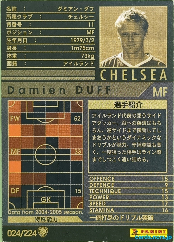 Panini WCCF Football WCCF/2004-2005-024/224 N Damien Duff Trading Card EX