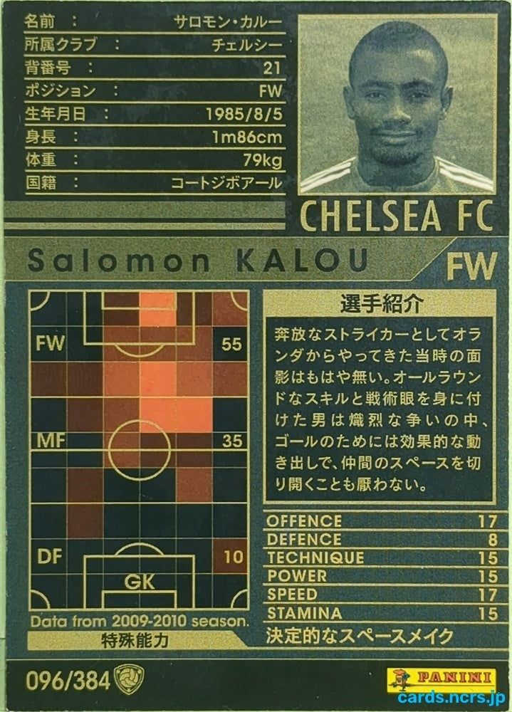 Panini WCCF Football WCCF/2009-2010-096/384 N Salomon KALOU Trading Card EX