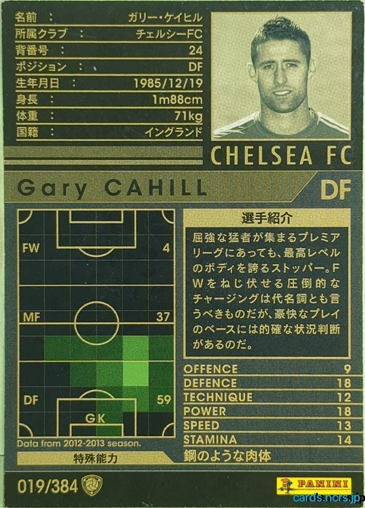 Panini WCCF Football WCCF/2012-2013-019/384 N Gary Cahill Trading Card EX