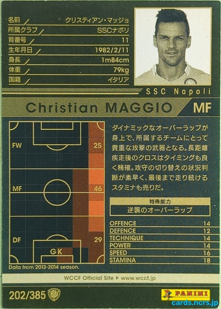 Panini WCCF Football WCCF/2013-2014-202/385 N Christian Maggio Trading Card EX