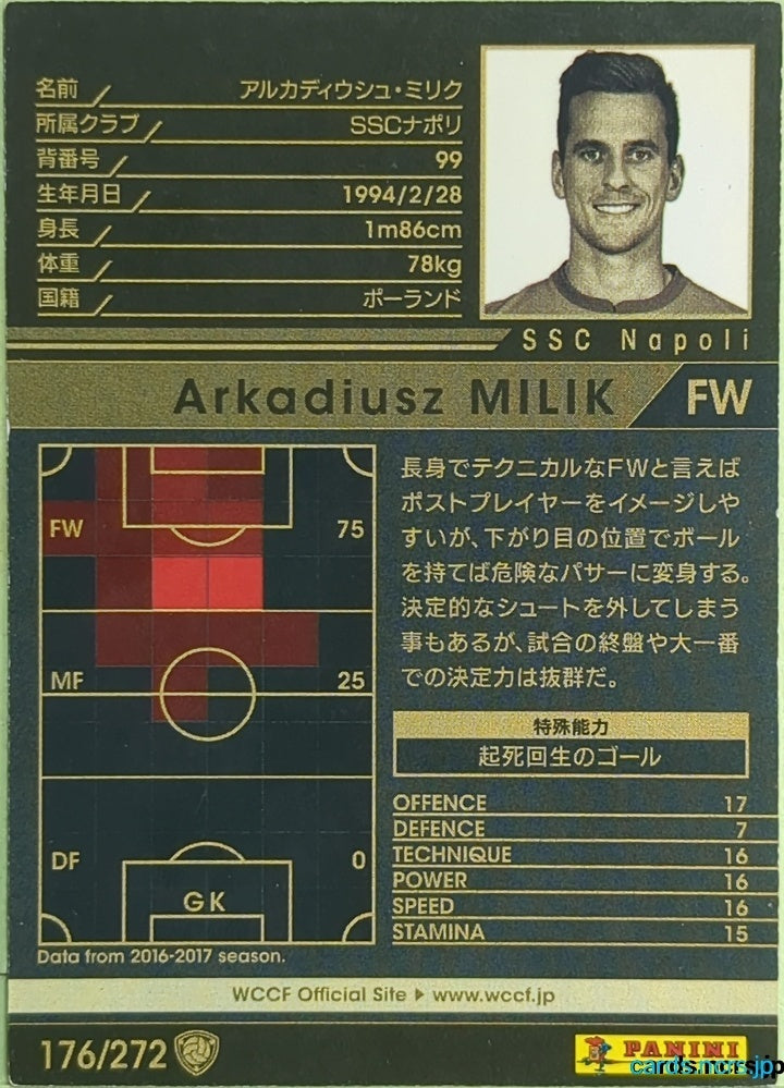 Panini WCCF Football WCCF/2017-2018-176/272 N Arkadiusz MILIK Trading Card EX