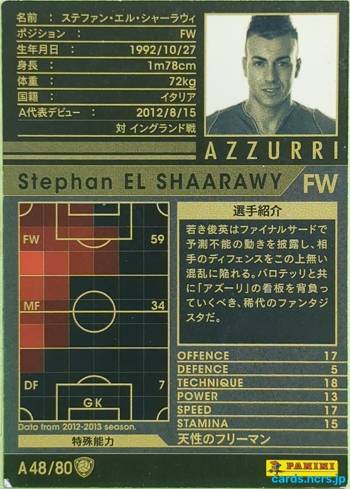 Panini WCCF Football WCCF/2012-2013-A48/80 N Stephan EL SHAARAWY Trading Card EX