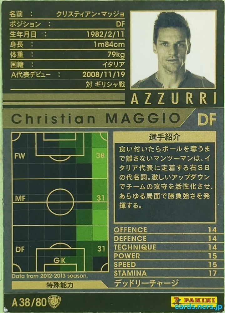 Panini WCCF Football WCCF/2012-2013-A38/80 N Christian Maggio Trading Card EX