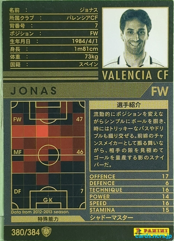 Panini WCCF Football WCCF/2012-2013-380/384 N Jonas Trading Card EX