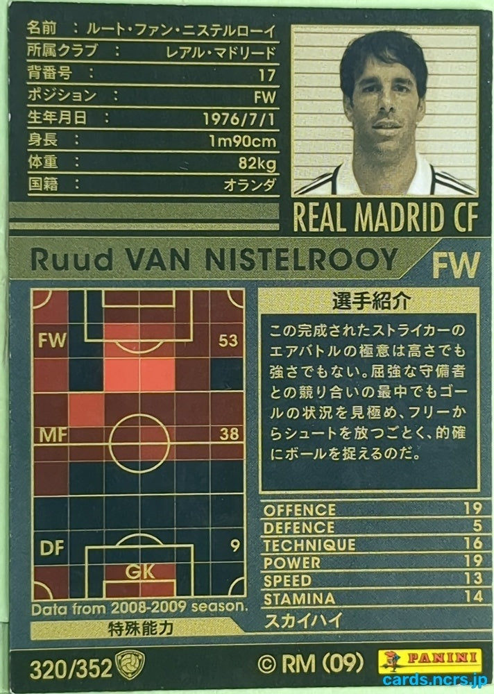 Panini WCCF Football WCCF/2003-2009-320/352 N Ruud van Nistelrooy Trading Card EX
