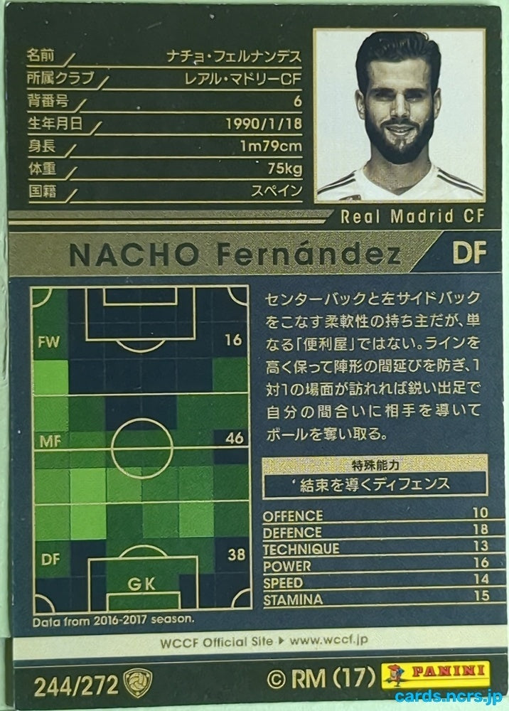 Panini WCCF Football WCCF/2017-2018-244/272 N NACHO Fernández Trading Card EX
