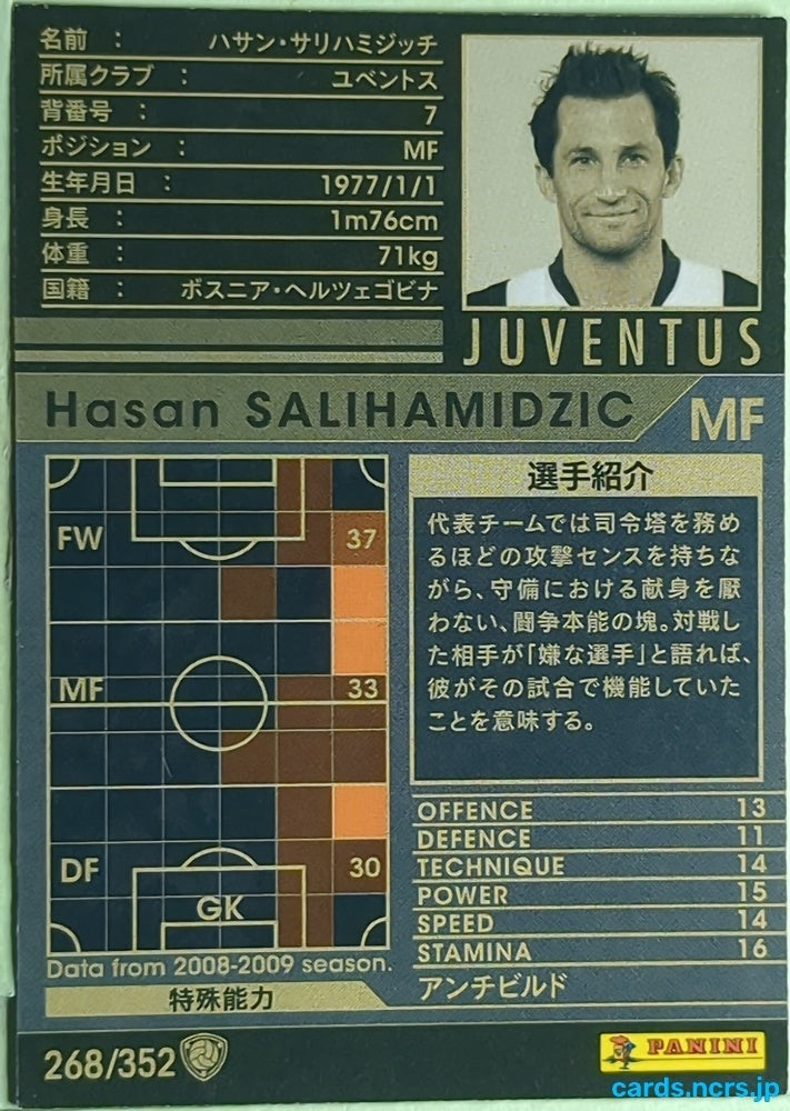 Panini WCCF Football WCCF/2008-2009-268/352 N Hasan SALIHAMIDZIC Trading Card EX