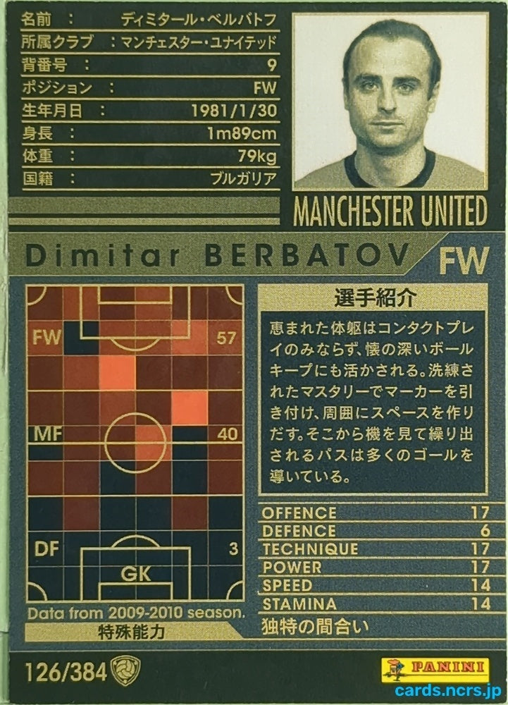 Panini WCCF Football WCCF/2009-2010-126/384 N Dimitar Berbatov Trading Card EX