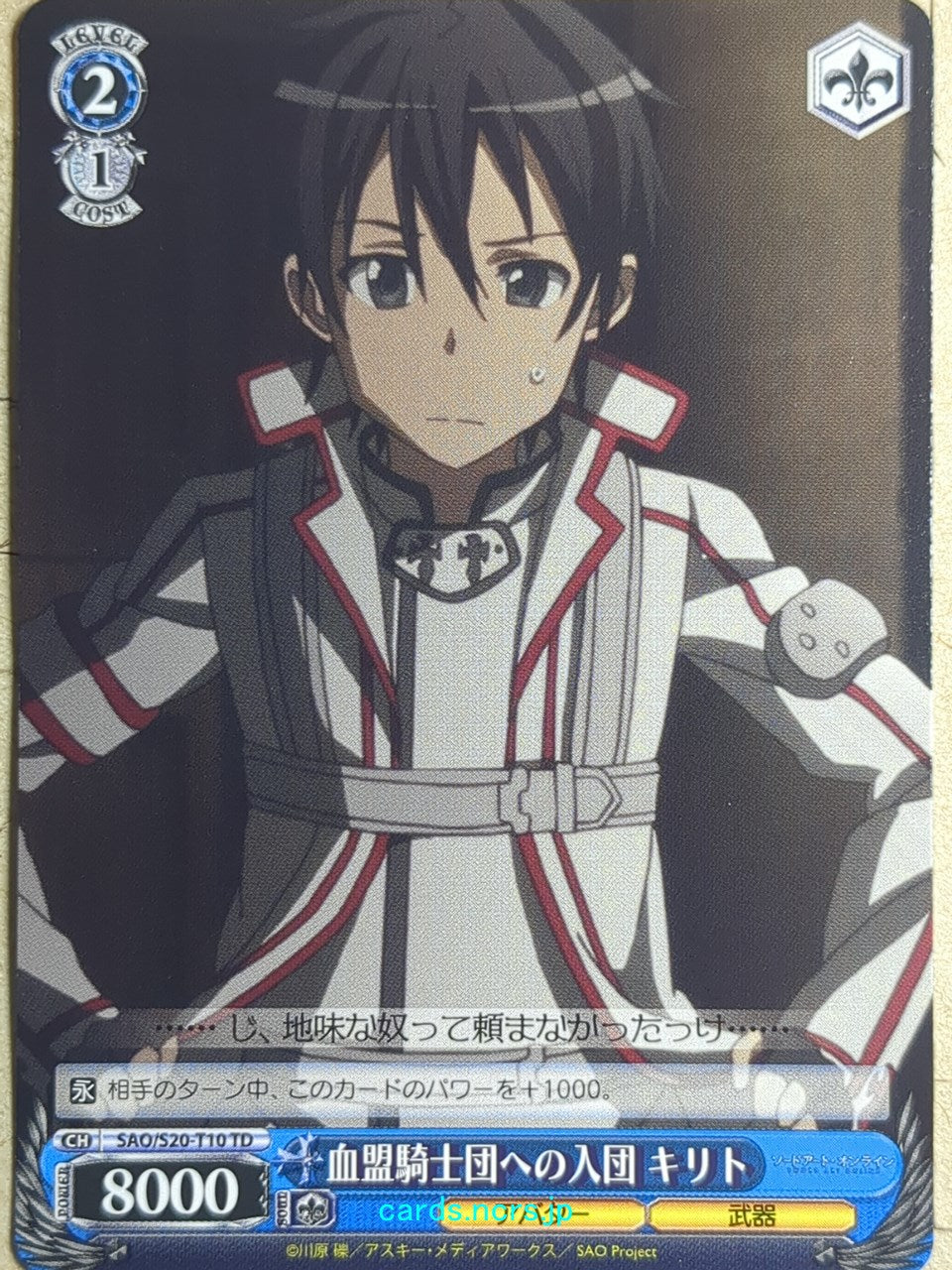 Weiss Schwarz Sword Art Online -Kirito- Trading Card SAO/S20-T10TD