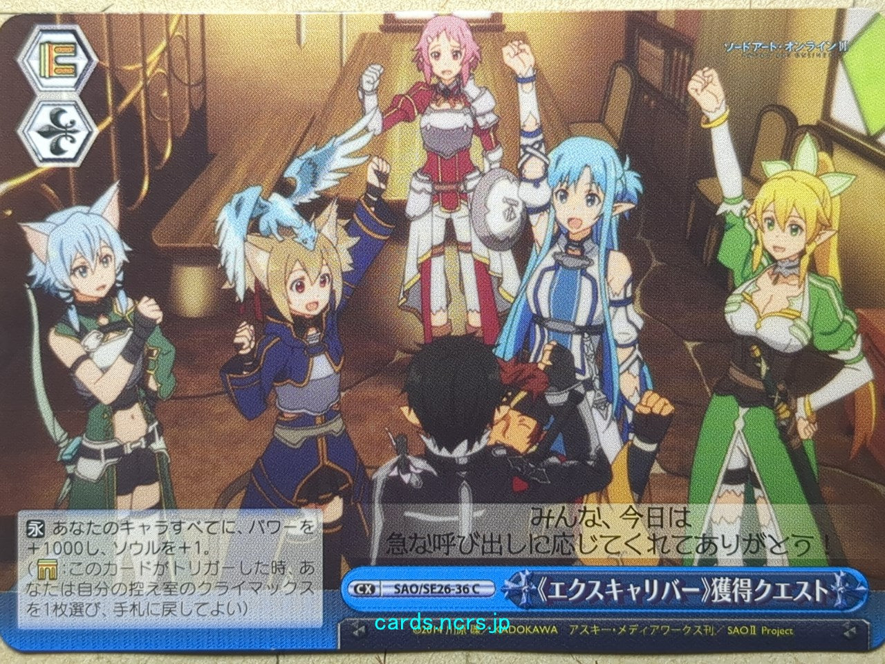 Weiss Schwarz Sword Art Online -Kirito- Trading Card SAO/SE26-36C