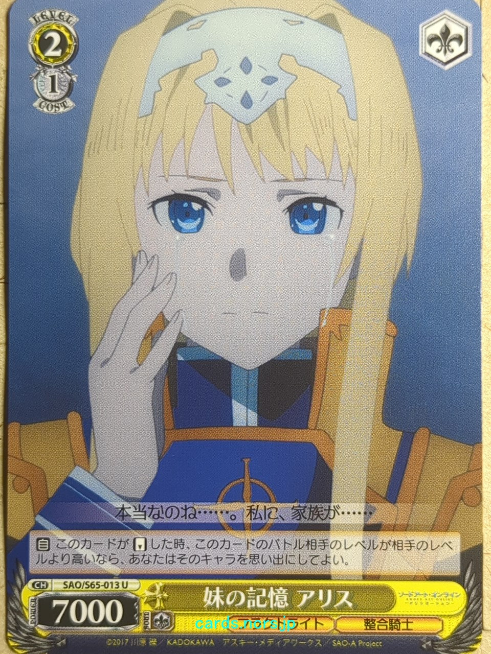 Weiss Schwarz Sword Art Online -Alice- Trading Card SAO/S65-013U