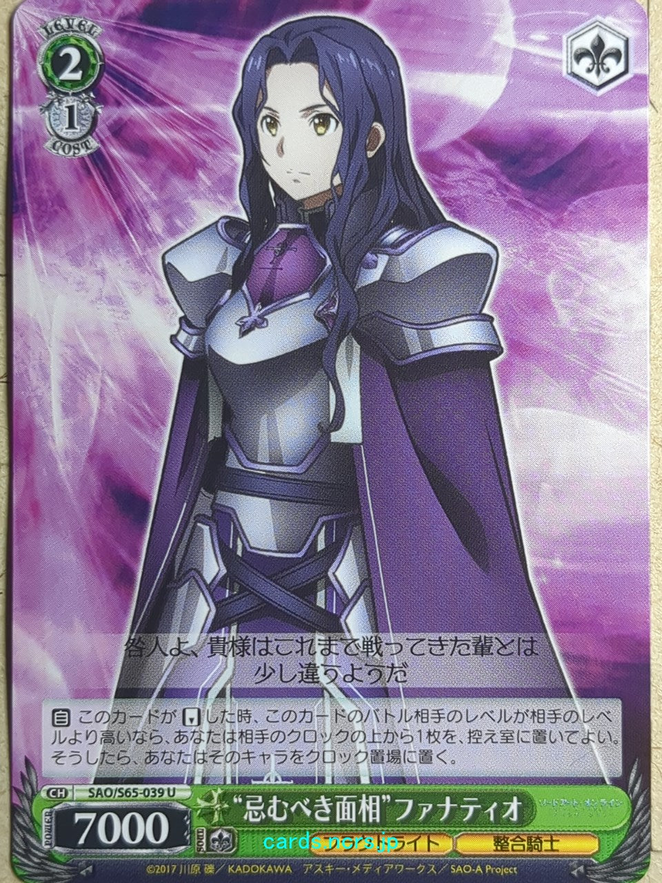 Weiss Schwarz Sword Art Online -Fanatio- Trading Card SAO/S65-039U