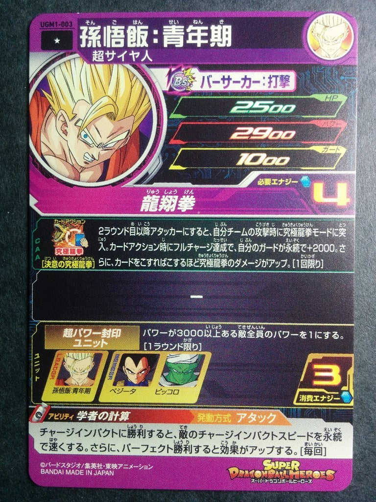 Super Dragon Ball Heroes Dragon Ball UGM1-003 1 Star Son Gohan Trading Card NM