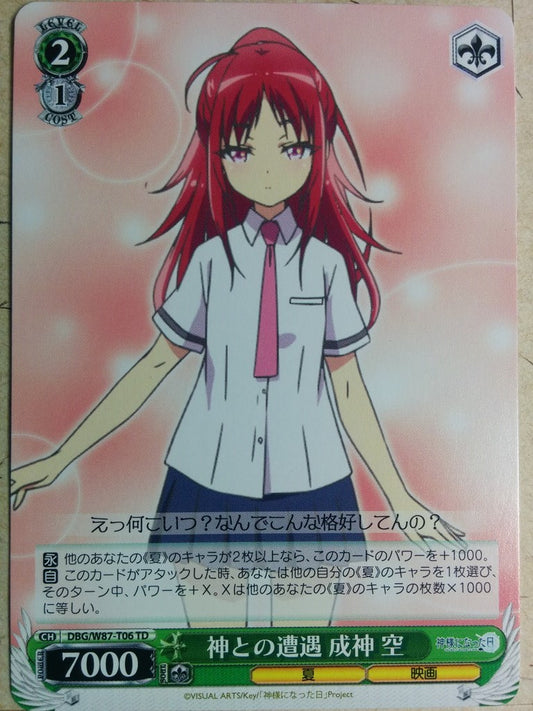 Weiss Schwarz The Day I Became a God DBG/W87-T06TD TD Sora Narukami Trading Card NM