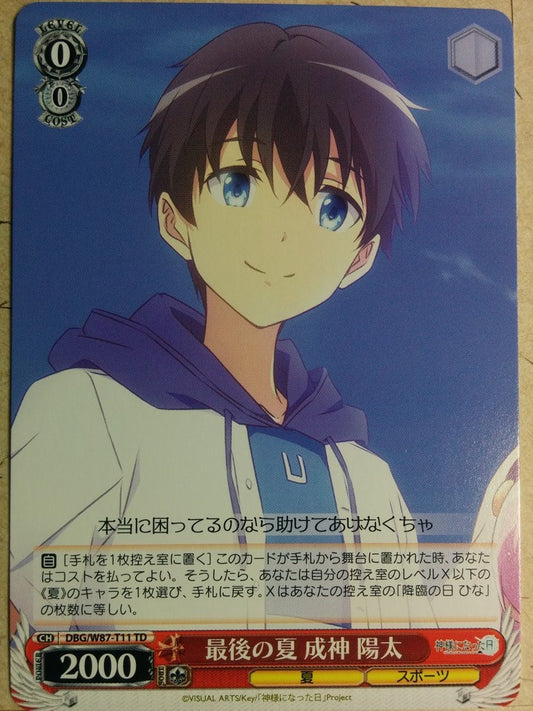 Weiss Schwarz The Day I Became a God DBG/W87-T11TD TD Yota Narukami Trading Card NM