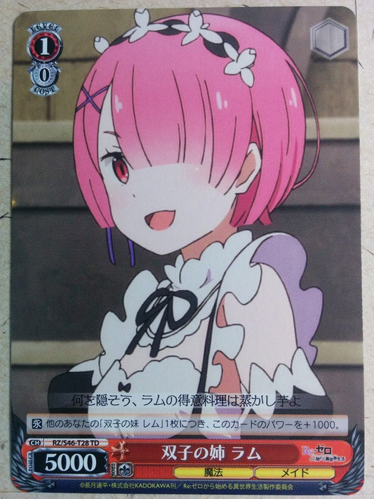 Weiss Schwarz Re ZERO RZ/S46-T28TD TD Ram Trading Card NM