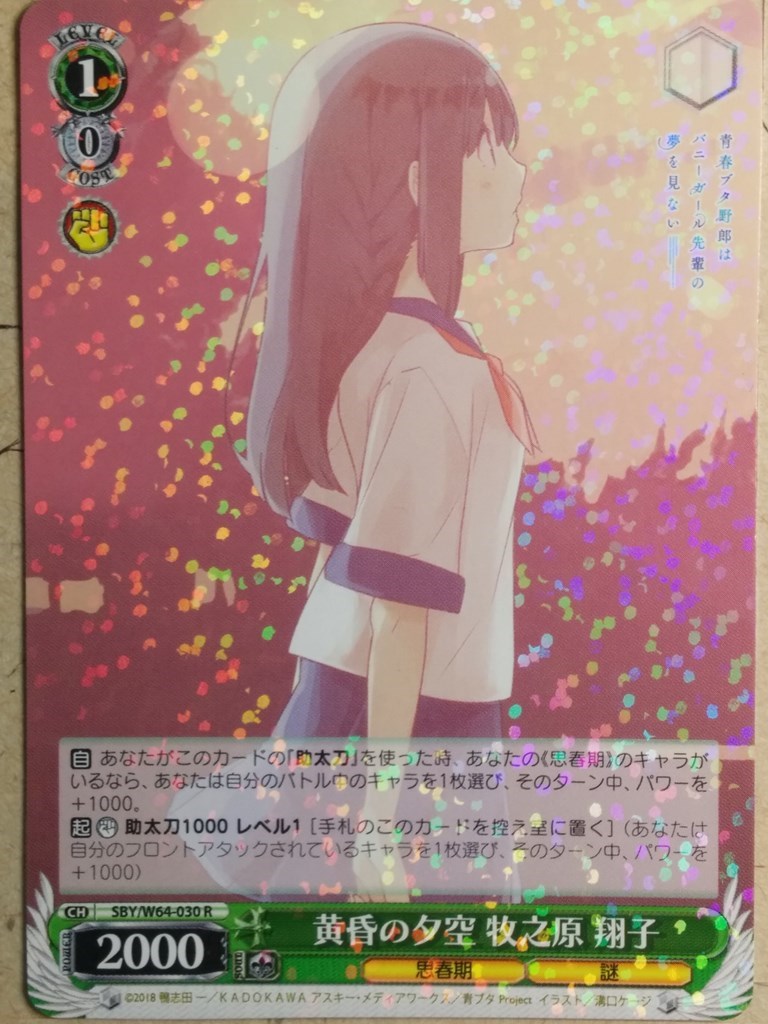 Weiss Schwarz Rascal Does Not Dream of Bunny Girl Senpai SBY/W64-030R R Shoko Makinohara Trading Card NM