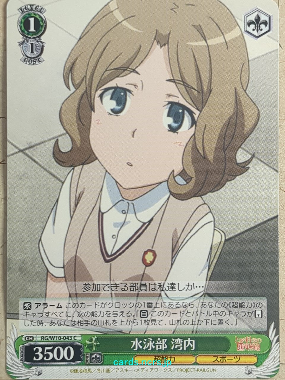 Weiss Schwarz A Certain Scientific Railgun RG/W10-043C C Kinuho Wannai Trading Card NM