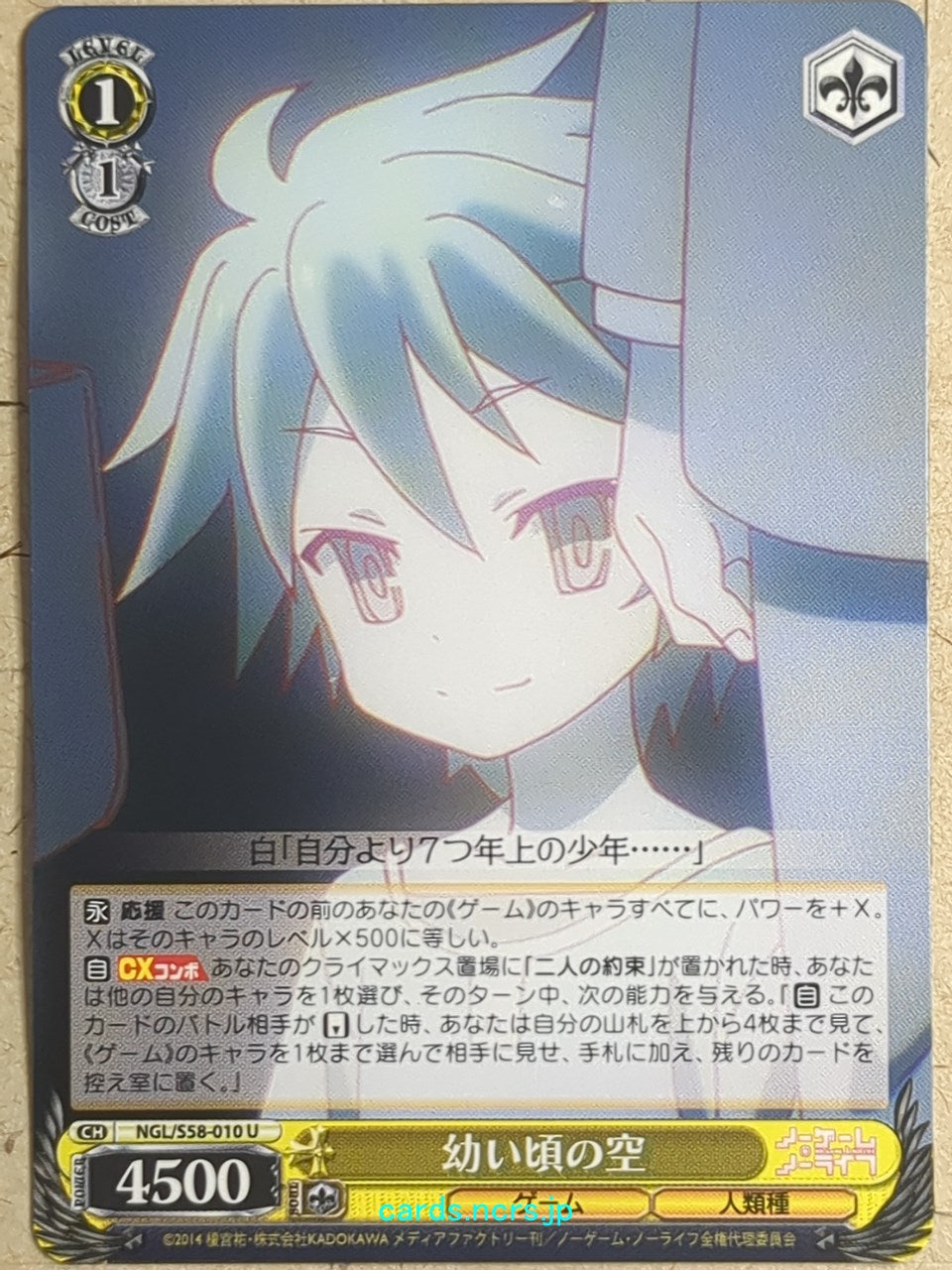 Weiss Schwarz No Game No Life NGL/S58-010U U Sora Trading Card NM