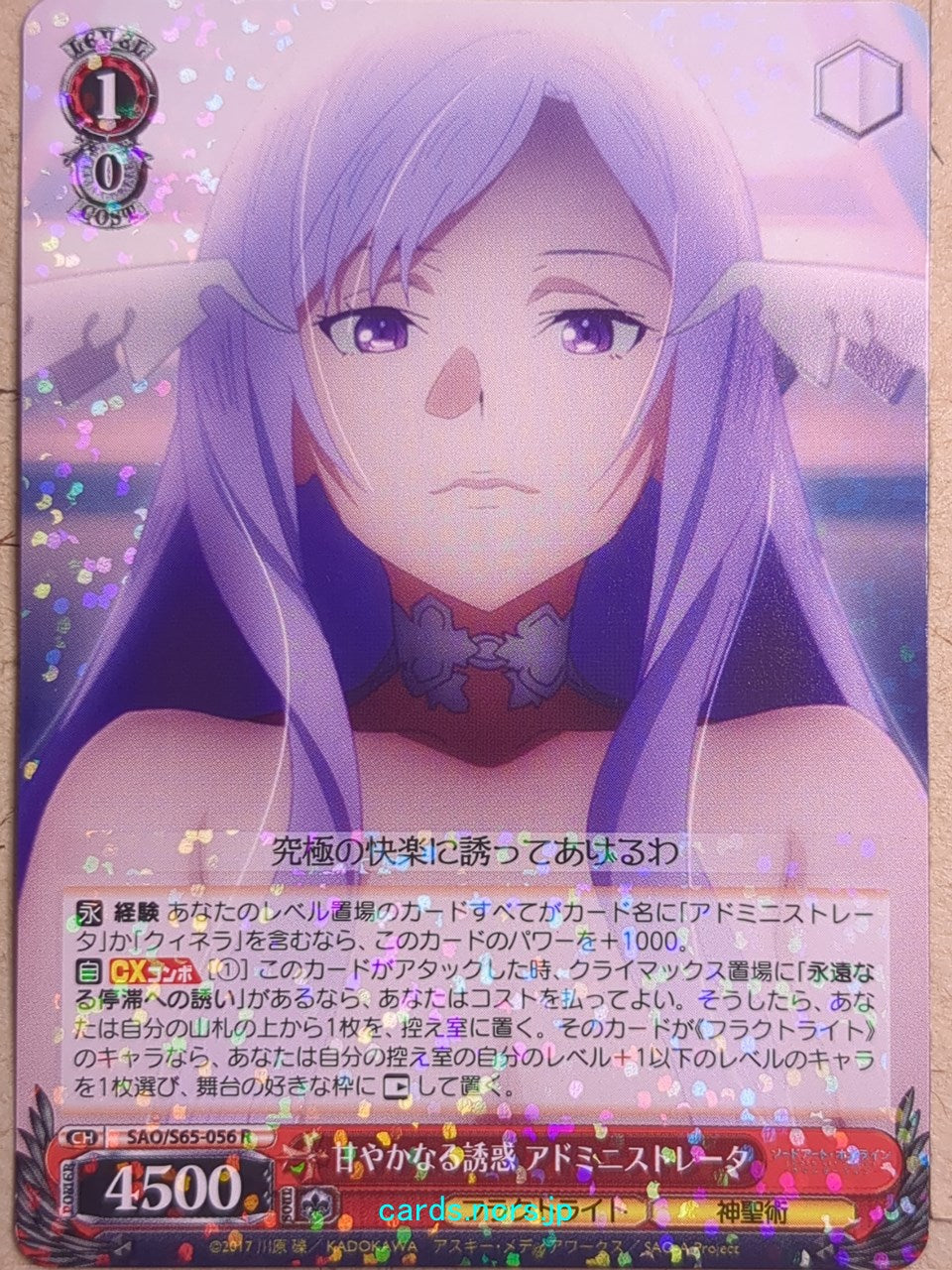 Weiss Schwarz Sword Art Online SAO/S65-056R R Administrator Trading Card NM