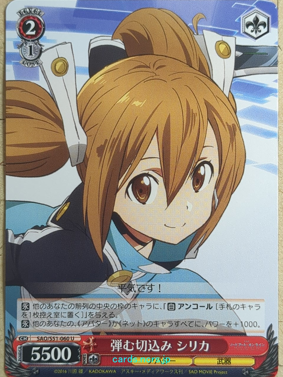 Weiss Schwarz Sword Art Online SAO/S51-060U U Silica Trading Card NM