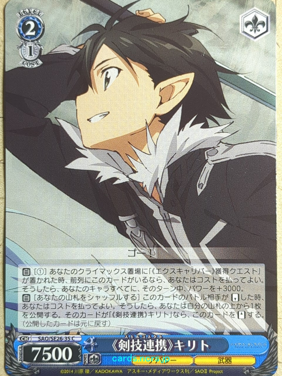 Weiss Schwarz Sword Art Online SAO/SE26-35C C Kirito Trading Card NM