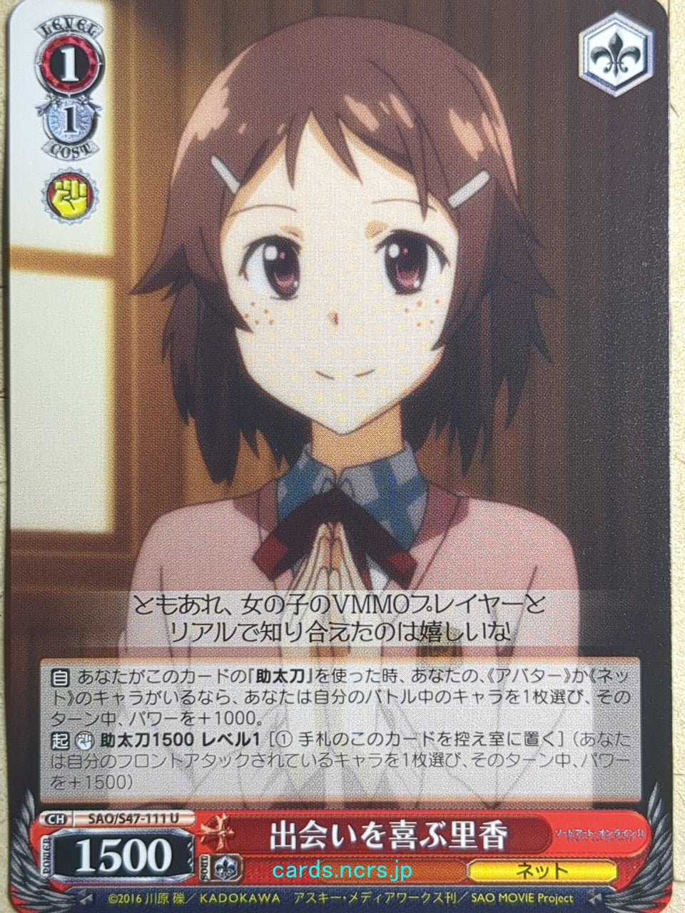 Weiss Schwarz Sword Art Online SAO/S47-111U U Rika Trading Card NM
