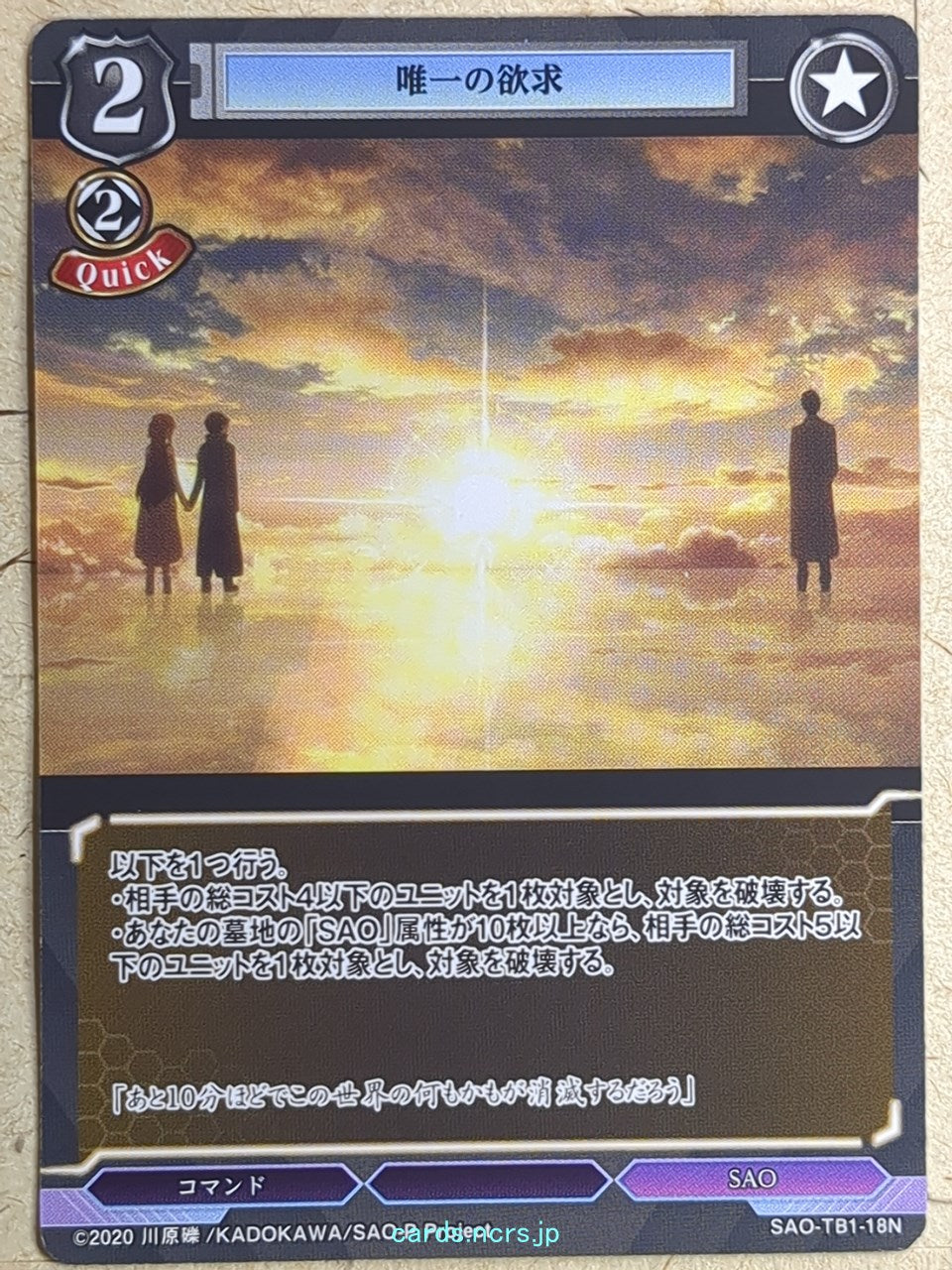 Build Divide Sword Art Online BD/SAO-TB1-18N N Kirito Trading Card NM