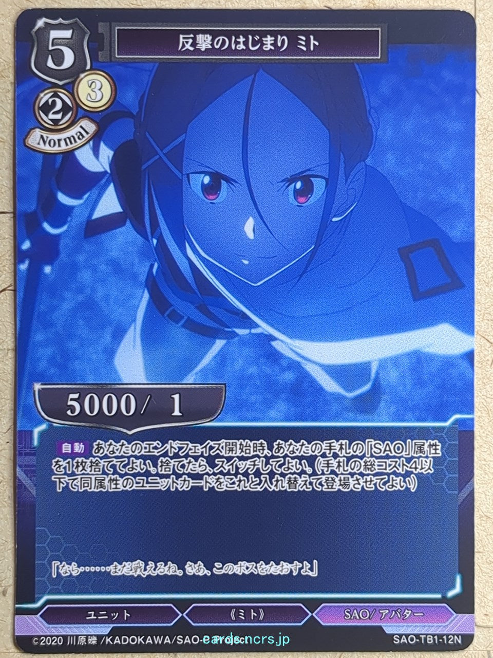 Build Divide Sword Art Online BD/SAO-TB1-12N N Mito Trading Card NM