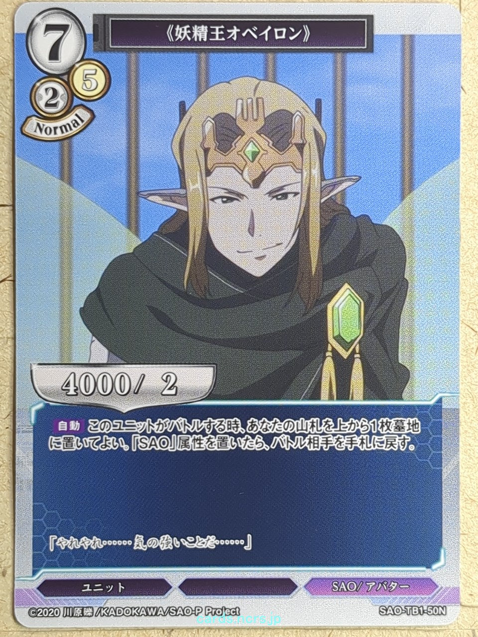Build Divide Sword Art Online BD/SAO-TB1-50N N Oberon Trading Card NM