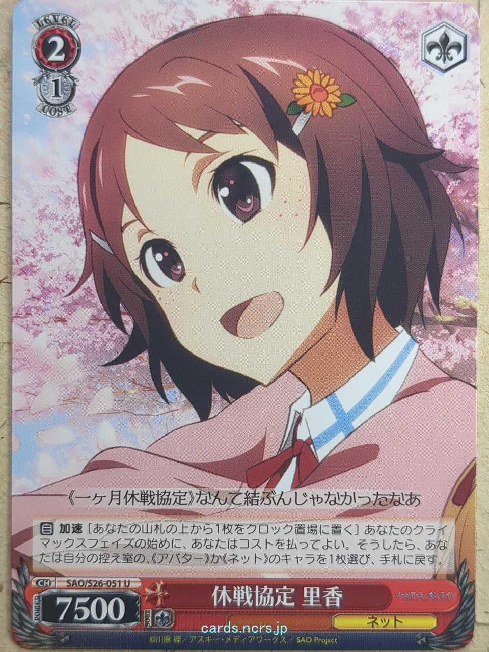 Weiss Schwarz Sword Art Online SAO/S26-051U U Rika Trading Card NM