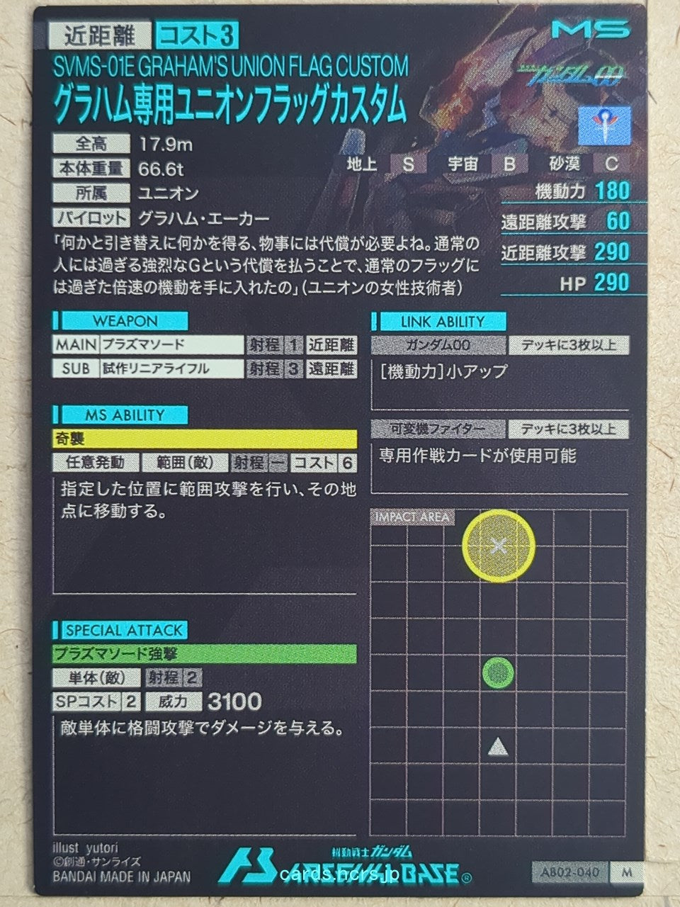 Gundam Arsenal Base Gundam GAB/AB02-040 M Union Flag Custom Trading Card NM