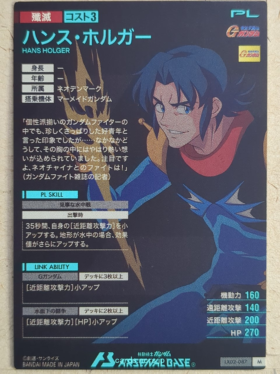 Gundam Arsenal Base Gundam GAB/LX02-087 M Hans Holger Trading Card NM