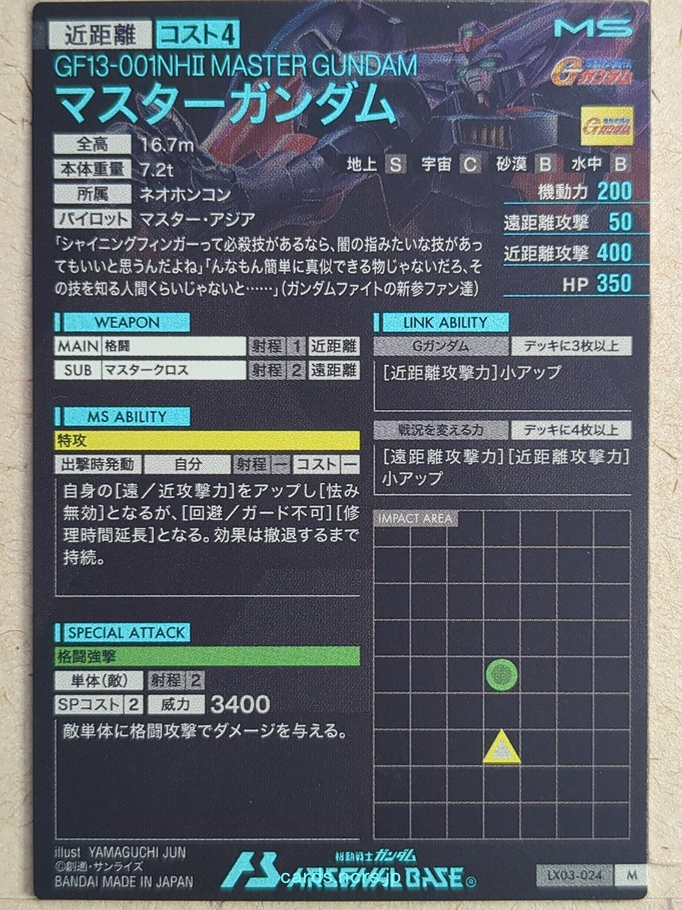 Gundam Arsenal Base Gundam GAB/LX03-024 M Master Gundam Trading Card NM