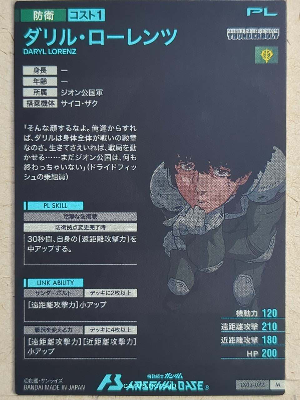 Gundam Arsenal Base Gundam GAB/LX03-072 M Daryl Lorenz Trading Card NM