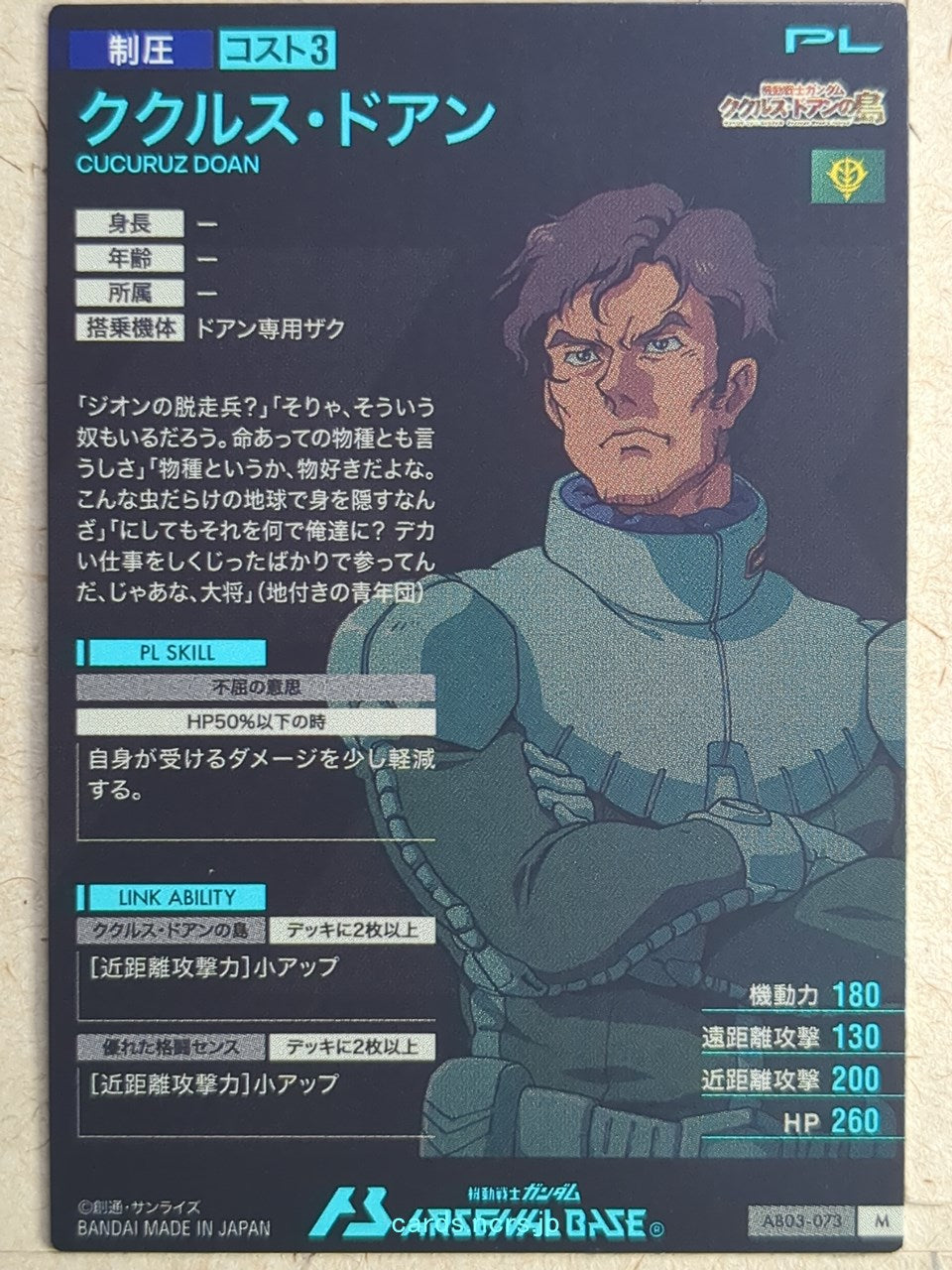 Gundam Arsenal Base Gundam GAB/AB03-073 M Cucurz Doan Trading Card NM