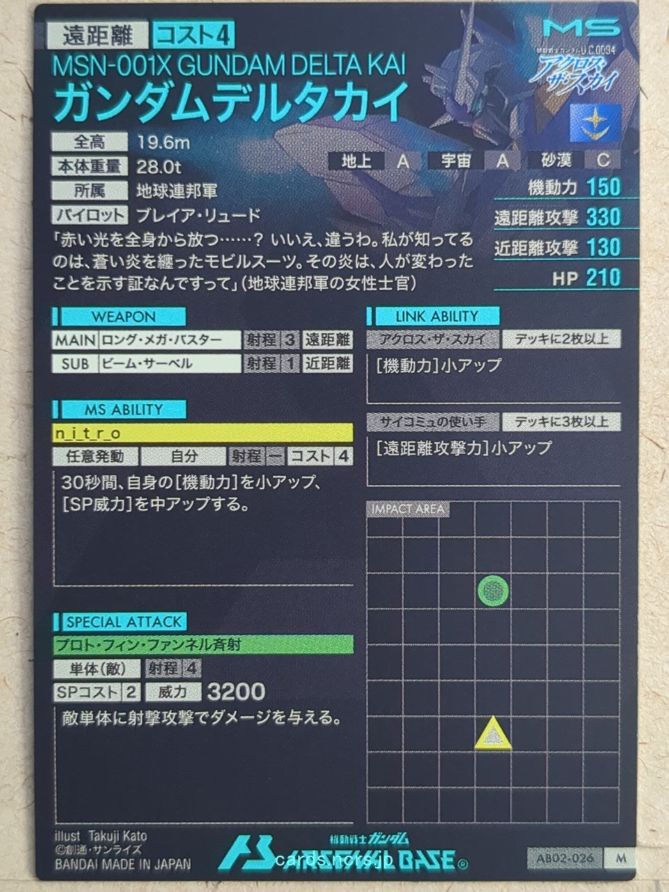 Gundam Arsenal Base Gundam GAB/AB02-026 M Gundam Delta Kai Trading Card NM