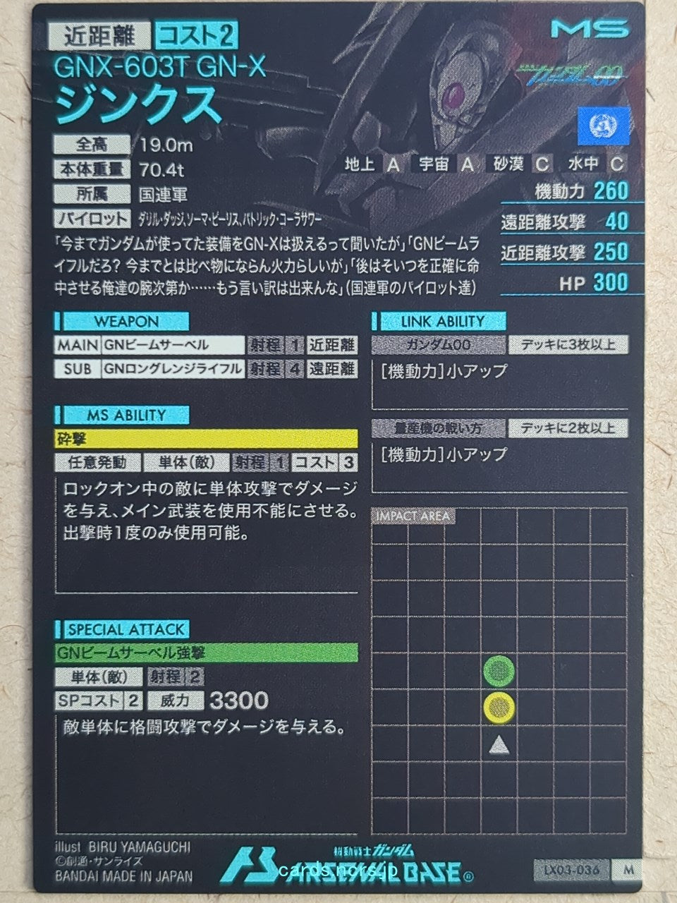 Gundam Arsenal Base Gundam GAB/LX03-036 M GN-X Trading Card NM