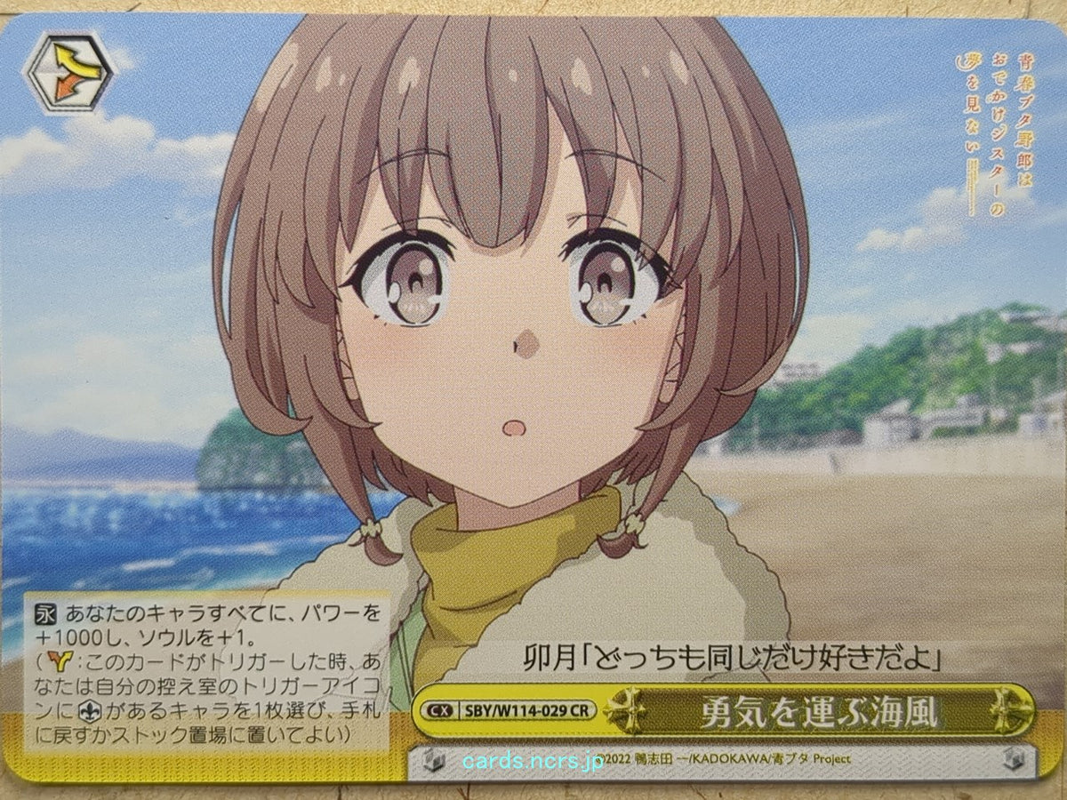 Weiss Schwarz Rascal Does Not Dream of Bunny Girl Senpai SBY/W114-029CR CR Uzuki Hirokawa Trading Card NM