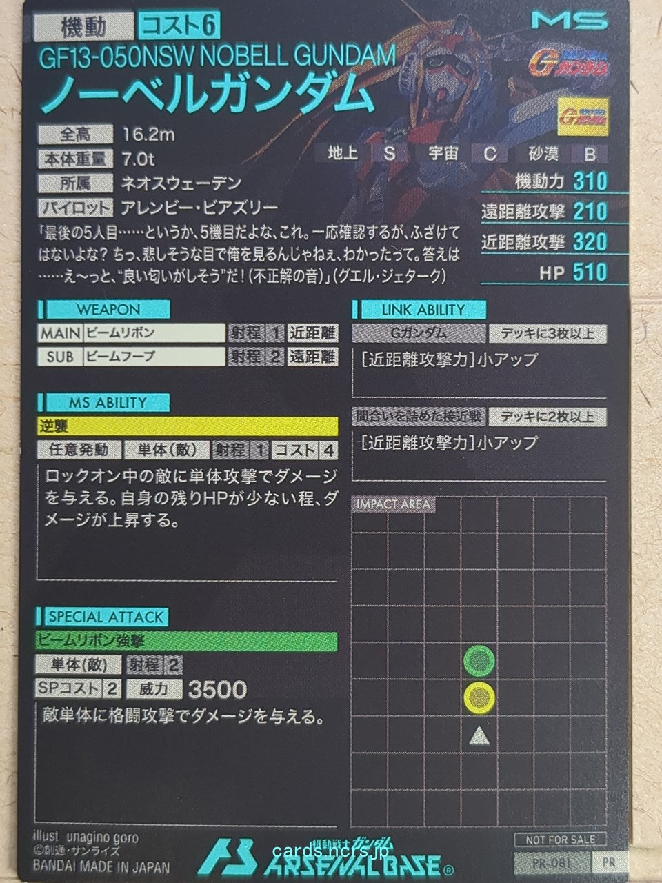 Gundam Arsenal Base Gundam GAB/PR-081 PR Nobell Gundam Trading Card NM